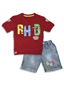 WORTON FASHION Boys Graphic Printed Pure Cotton T-shirt with Shorts