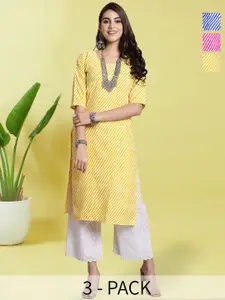 Anouk Rustic Women Pack Of 3 Ethnic Motifs Printed Crepe Kurta