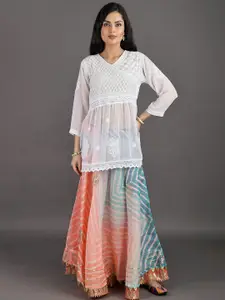 Exotic India Leheriya Printed Kota Doriya Flared Skirt