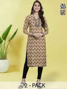 Anouk Rustic Selection Of 2 Women Ethnic Motifs Printed Kurta