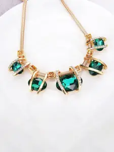 Shining Diva Fashion Gold-Plated Crystals Necklace