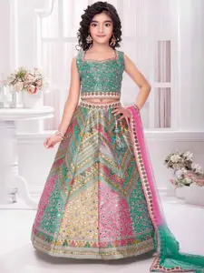BAESD Girls Printed Ready to Wear Lehenga & Blouse With Dupatta