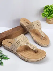 CORSICA Women Colourblocked T-Strap Flats with Laser Cuts