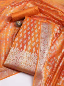 Meena Bazaar Floral Woven Design Art Silk Unstitched Dress Material