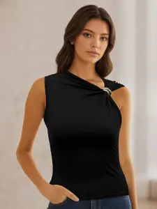 StyleCast x Revolte Women Mettalic Gathered Fitted Top