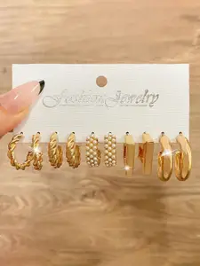Celestique Set Of 5 Contemporary Korean Hoop Earrings