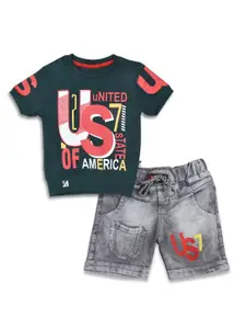 WORTON FASHION Boys Graphic Printed Pure Cotton T-shirt with Shorts