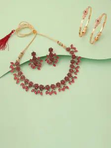 Anouk Gold-Plated Stones-Studded Necklace and Bracelet Jewellery Set