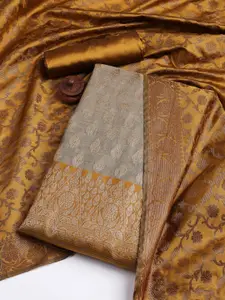 Meena Bazaar Floral Woven Design Zari Work Unstitched Dress Material