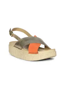 Saint G Women Leather Wedge Sandals with Buckles