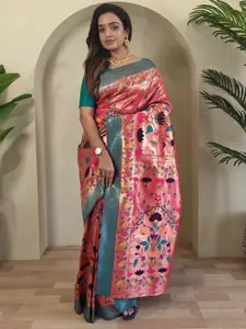 DEVATITHI Women Floral Printed Zari Silk Blend Saree