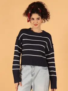 NoBarr Women Striped Round Neck Pullover Sweaters