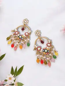 Anouk Gold-Plated Artificial Studded and Beaded Contemporary Chandbalis