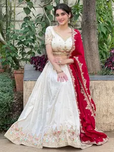LADY SHOPI Embroidered Ready to Wear Lehenga & Unstitched Blouse With Dupatta