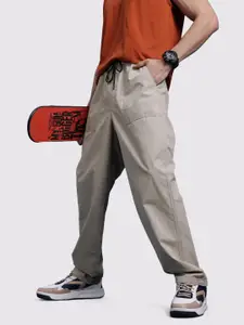 The Roadster Life Co. Men Mid-Rise Pure Cotton Relaxed Fit Trousers