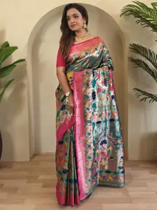 DEVATITHI Women Floral Printed Zari Silk Blend Saree