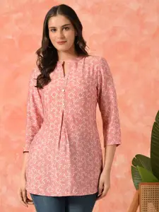 Sangria Women Floral Printed Mandarin Collar Kurti