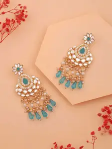 Anouk Silver-Plated Artificial Stones Studded & Beads Beaded Chandbalis