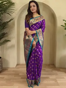 DEVATITHI Woven Design Zari Silk Blend Saree