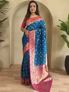 DEVATITHI Women Floral Printed Zari Silk Blend Saree
