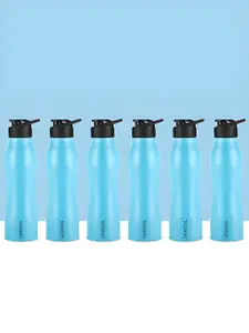 BOROSIL Grip Go Blue & Black 6 Pieces Stainless Steel Water Bottle