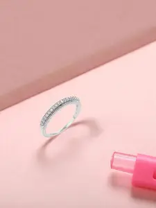 Mia By Tanishq Sterling Silver Stone Studded Glitzy Glow Silver Finger Ring