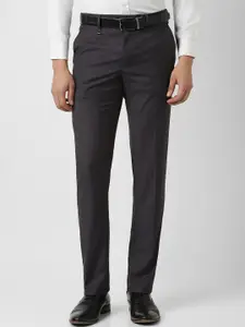 Van Heusen Men Textured Checked Slim Fit Trousers