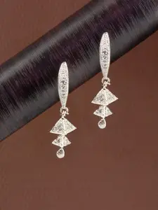 PRIVIU Silver-Plated American Diamond Studded Dome Shaped Jhumkas