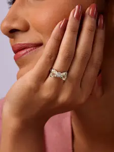 Mia By Tanishq Sterling Silver & Bow-Accentuated Finger Ring