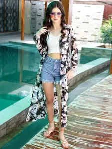 Sera Floral Printed Longline Georgette Shrug