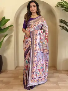 DEVATITHI Women Floral Printed Zari Silk Blend Saree