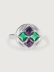 Mia By Tanishq 925 Sterling Silver Amethyst Stone Studded Finger Ring