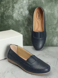 CORSICA Women Textured Regular Mules Flats with Laser Cuts Flats