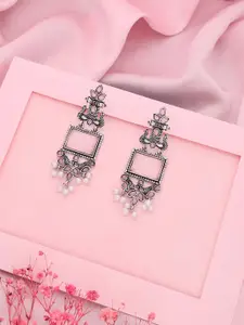 Anouk Silver-Plated Artificial Stones Studded & Beads Beaded Contemporary Drop Earrings