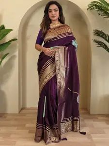 DEVATITHI Women Woven Design Zari Silk Blend Saree