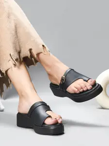 Shuz Touch Women Buckle Accent Comfort Platform Heels