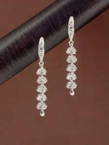 PRIVIU Silver-Plated American Diamond Studded Dome Shaped Jhumkas