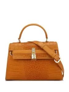 Da Milano Women Textured Leather Structured Satchel with Cut Work Handbag