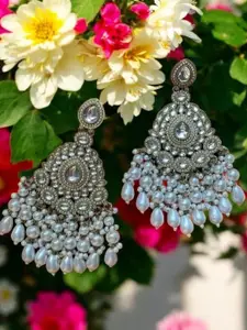 Anouk Gold-Plated Artificial Studded and Beaded Contemporary Chandbalis