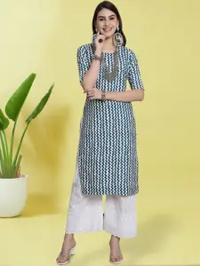 Anouk Rustic Chevron Printed Round Neck Straight Kurta