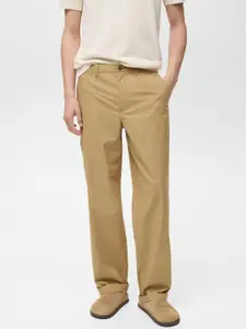 MANGO MAN Mid-Rise Pure Cotton Straight Fit Chinos