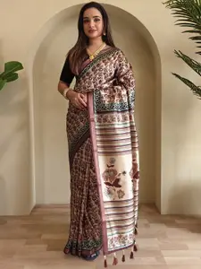 DEVATITHI Women Floral Printed Zari Silk Blend Saree