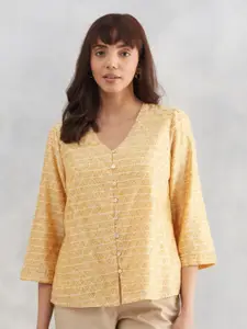 Fabindia Geometric Printed Cotton Regular Longline Top