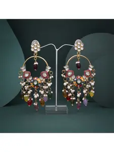 Anouk Gold-Plated Artificial Stones Studded And Beaded Contemporary Chandbalis