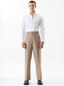 Snitch Men Snitch Beige Mid-Rise Regular Fit Trouser