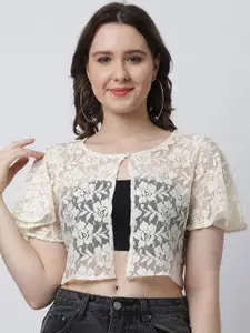 Moonaa Fashion Women Cotton Self Design Shrug