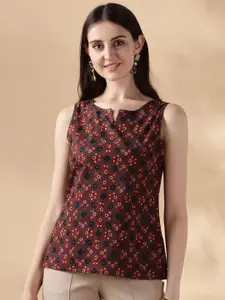 Anouk Women Ethnic Motifs Printed Boat Neck Pure Cotton Kurti