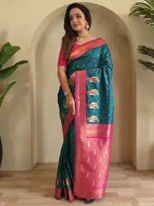 DEVATITHI Women Woven Design Zari Silk Blend Saree