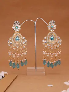 Anouk Gold Plated Artificial Stones Studded and Beaded Contemporary Drop Earrings