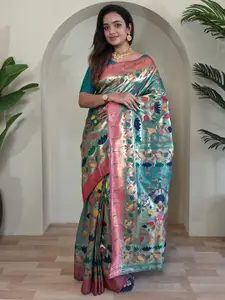 DEVATITHI Women Woven Design Zari Silk Blend Saree